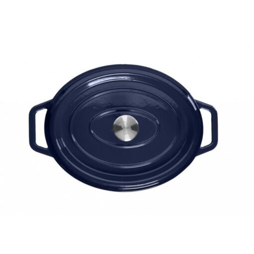 Alternative view of Grand Feu oval casserole pot with lid blue 5.6L