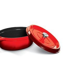 Alternative view of Grand Feu oval casserole pot with lid red 5.6L
